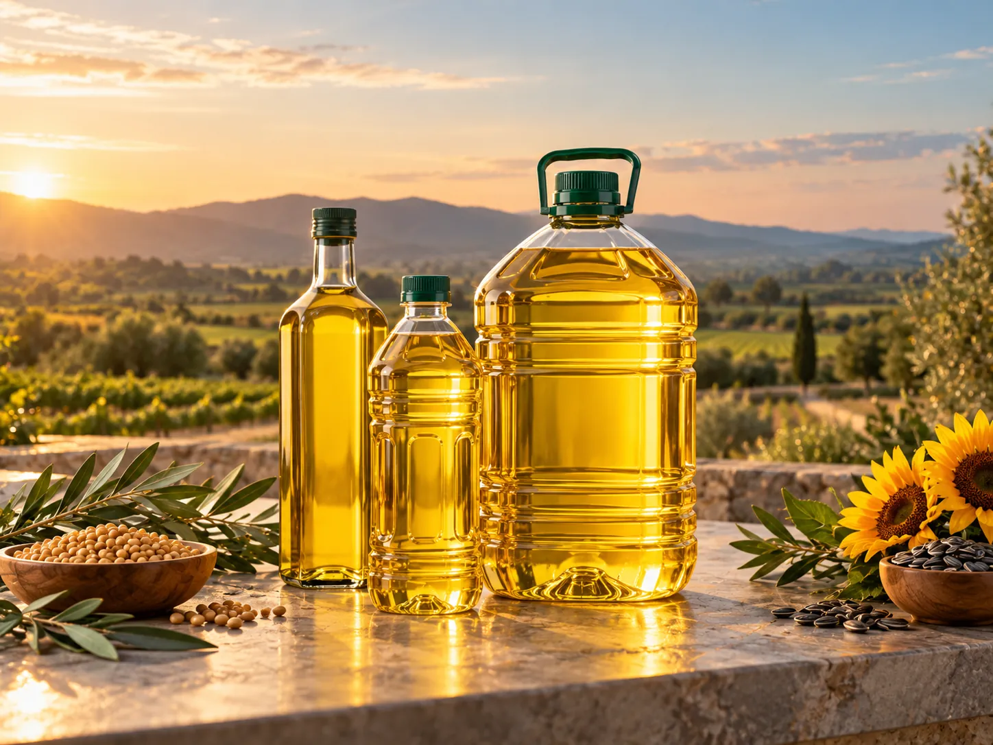 Illustrative bottles of cooking oil